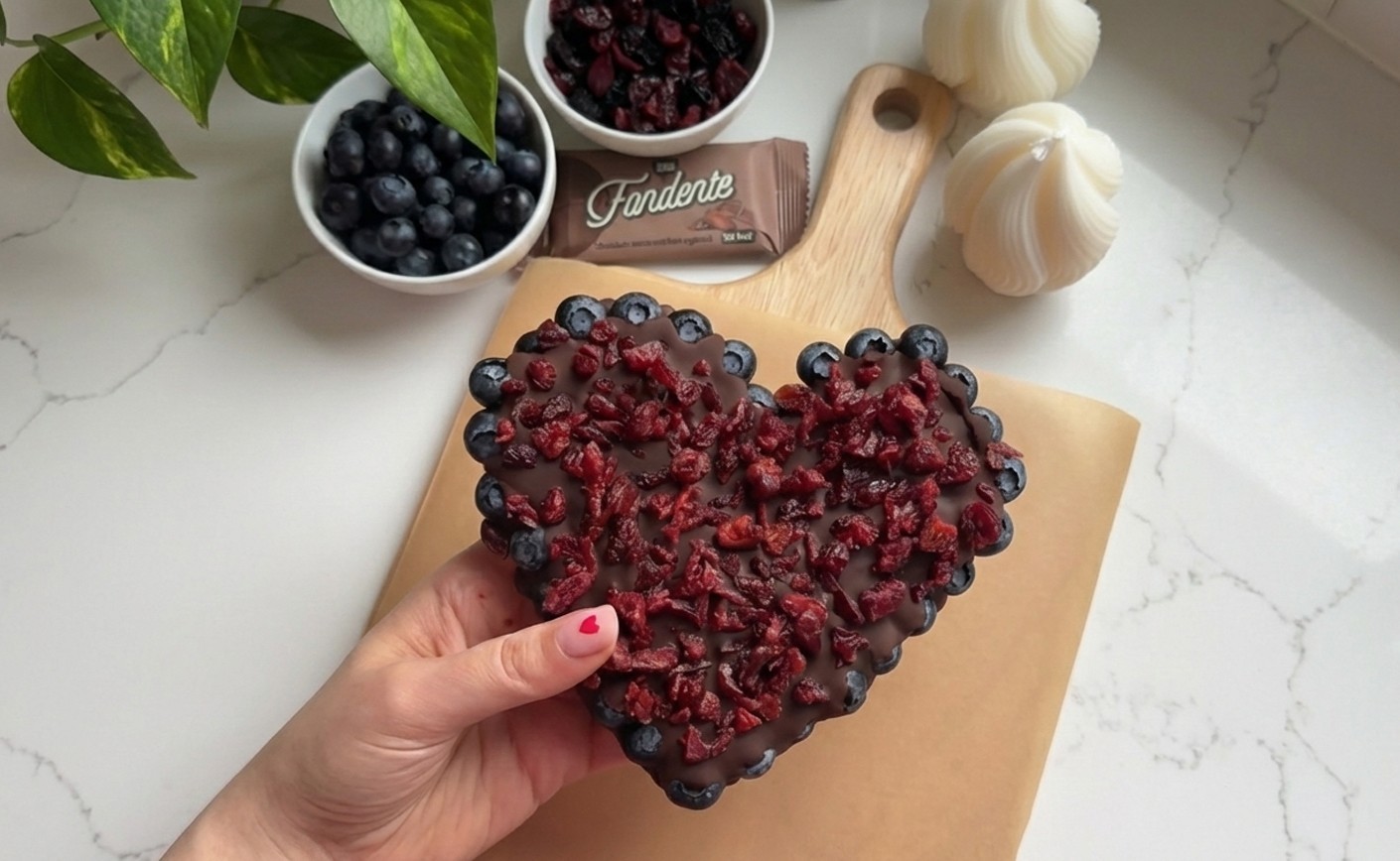 Cuore di cioccolato ai mirtilli