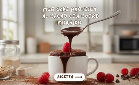Mug cake proteica al cacao con cuore morbido